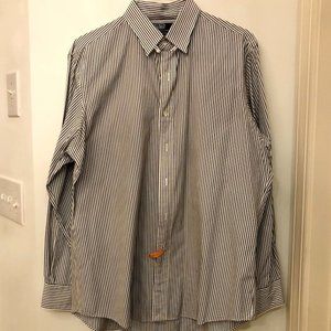 POLO Dress Shirt Black and White Stripe with Tab Collar XL